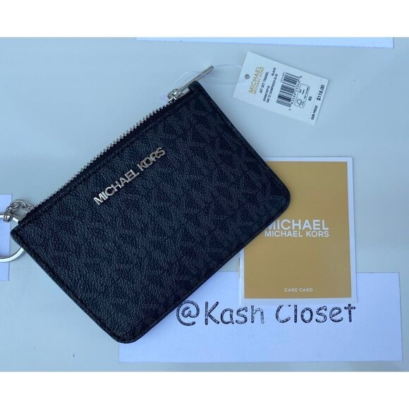Michael Kors wallet jet set travel small key chain with ID window Black - Picture 4 of 4
